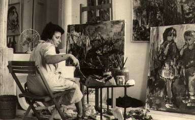 Ruth Schloss in the Atelier in Jaffa